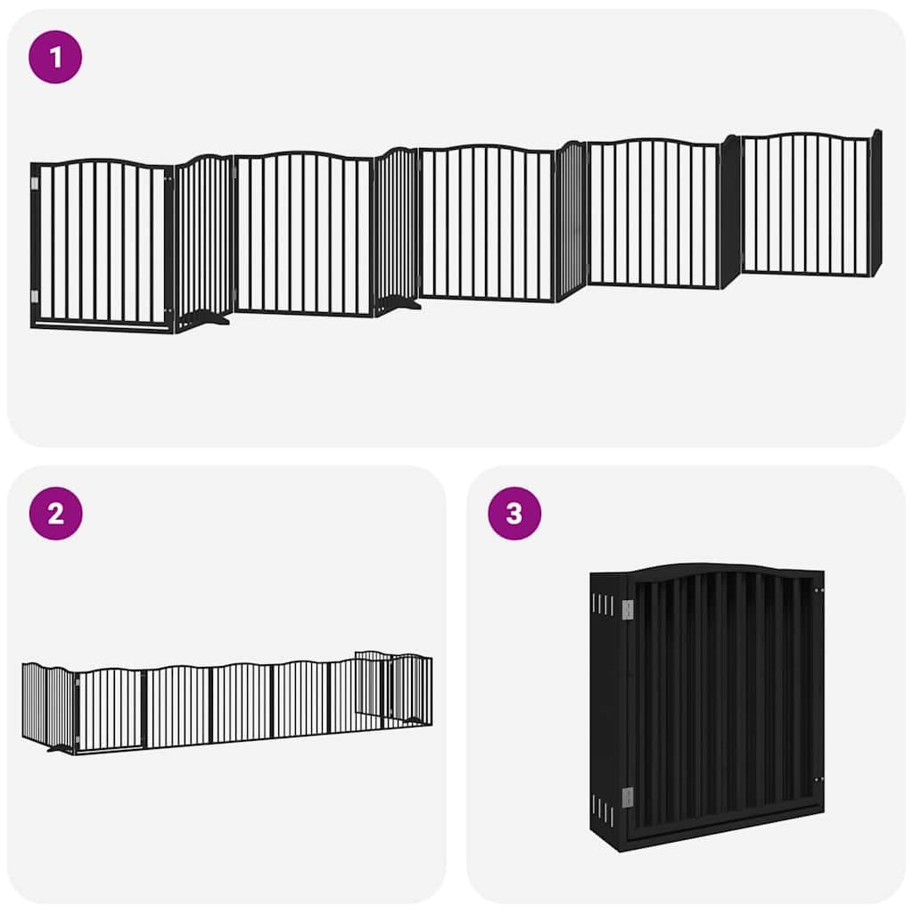 10-TLG. Puerta plegable para perros con puerta de madera de álamo de 800 cm, rejilla plegable para perros con puerta con cerradura, puerta para perros plegable sin taladrar