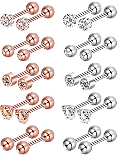 10 pezzi 6mm/8mm/10mm orecchini a bottone in acciaio inossidabile Base