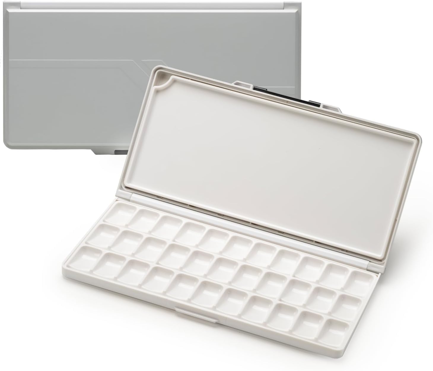 MEEDEN Wet Palette per pittura - Tavolozza di Acquerelli Acquerello Acrilico Gouache Sigillata, 33 pozzi - Palette di pittura con coperchio e Ampie Aree di Miscelazione, Grigio