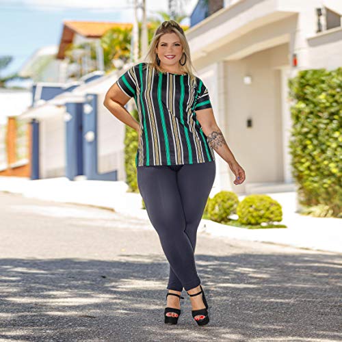 Blusa Feminina Plus Size Social Festa (Estampa03, G1-48/50) XJ063021