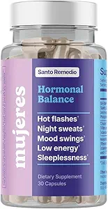 Santo Remedio Hormonal Balance, Dietary Supplement, Relief for Menopause Symptoms, Helps Reduce Hot Flashes, Night Sweats, and Mood Swings, Clinically Proven Ingredients, Hormone-Free, 30 Servings