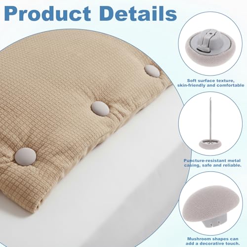TIESOME 20 Stück Bettdeckenhalter, rutschfeste Bettdecke Klammer Bettdecken Clips Quilt Fixer Duvet Cover Clips Runden Bettdeckenbezug Klammer Bettdeckenhalter Pins für Decke Steppbett (Grau)