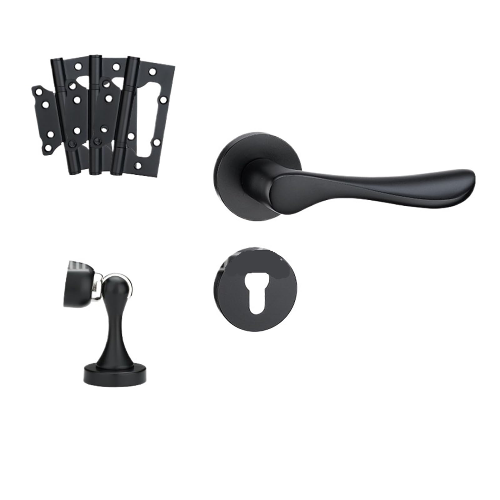 Poignée fendue serrure de porte intérieure noire silencieuse en bois