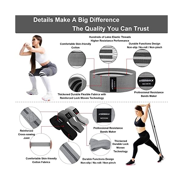 STANDROCK Fabric Resistance Bands for Working Out, 3 and 4 Levels Booty Bands Long Resistance Bands for Women and Men | Elastic Bands for Exercise Bands Resistance Workout Bands Resistance - Image 6