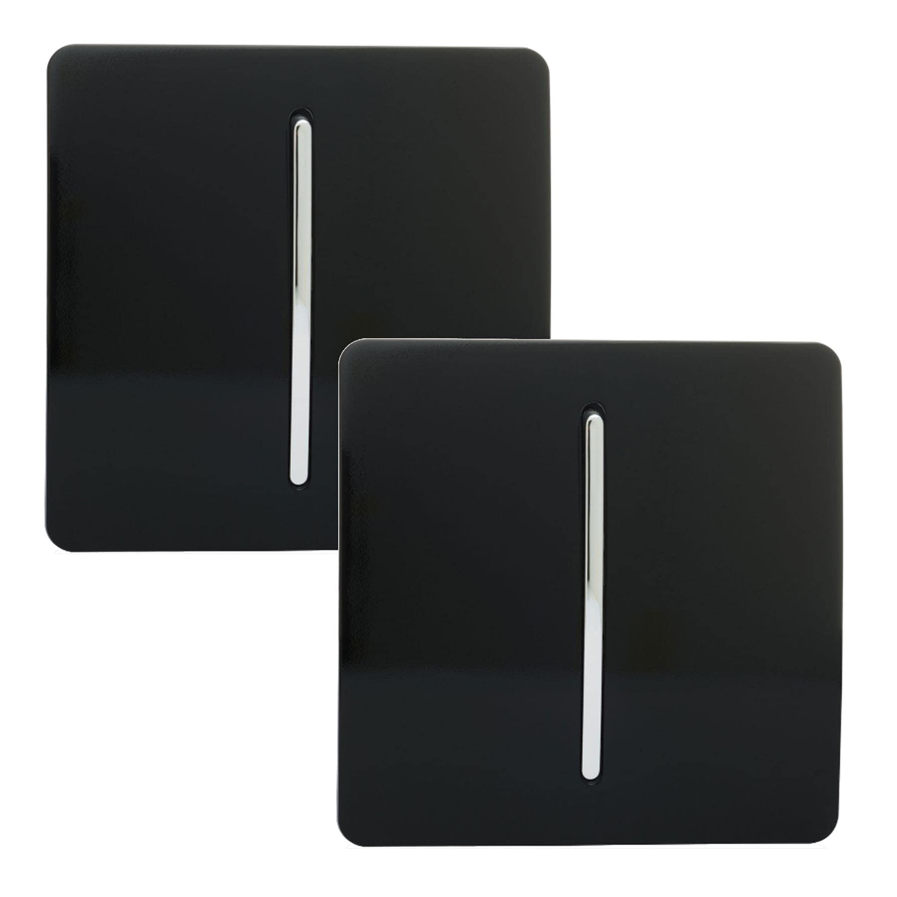 Trendi Switch Black Trendi 1 Gang 2 Way Artistic Modern Glossy 10 Amp Rocker Tactile Light Switch Piano (2 Pack)