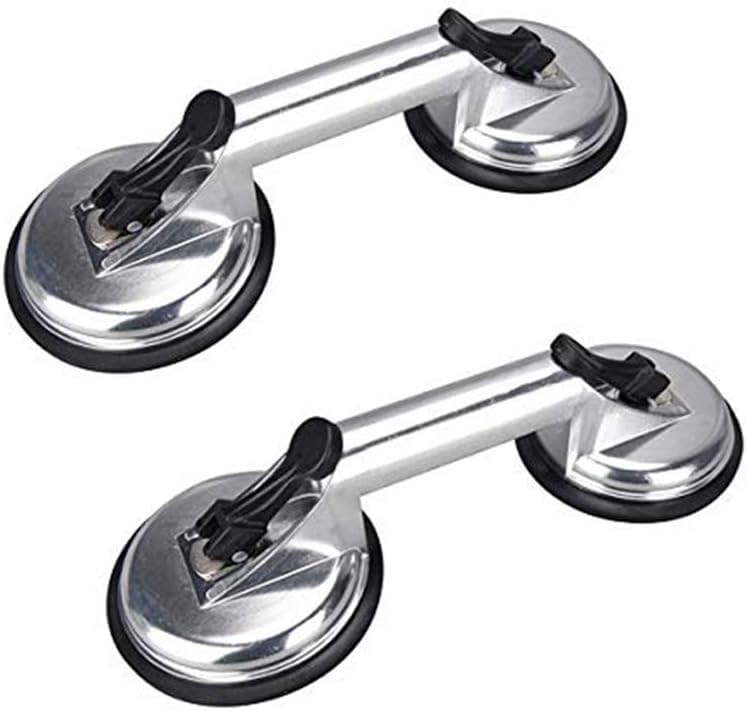 UPTODATETOOLS 2 Pack Glass Suction Cup,Aluminium Heavy Duty Vacuum Lifter for Moving Glass/Window/Tiles/Mirror/Granite,Double Gripper Sucker Plate-image-32