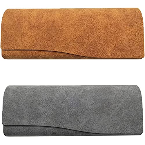 FDDU Brillenetui Damen Leder, 2 Stück Brillenetui Brille, Brillenetui Box, Brillen Case, Tragbare Groß Weiches Brillenetui für Damen Herren Kinder, Kurzsichtigkeitsbrillen, Sonnenbrillen, Lesebrillen Cover