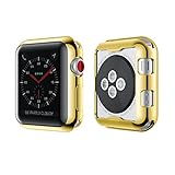 Smiling Apple Watch 3 Case Buit in TPU Screen Protector All-Around Protective Case High Definition Clear Ultra-Thin Cover for Apple iwatch 42mm Series 3 and Series 2 (Gold, 42mm)