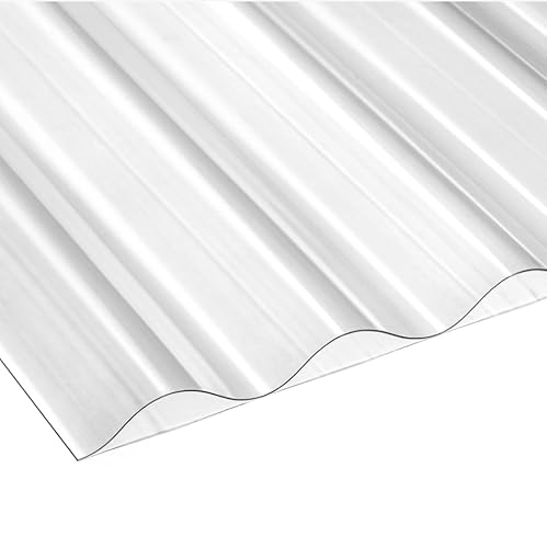 High Impact SunPlex Clear Polycarbonate Corrugated Roofing Sheets – UV Filter – Stormproof (2, 800x2440mm (8ft))
