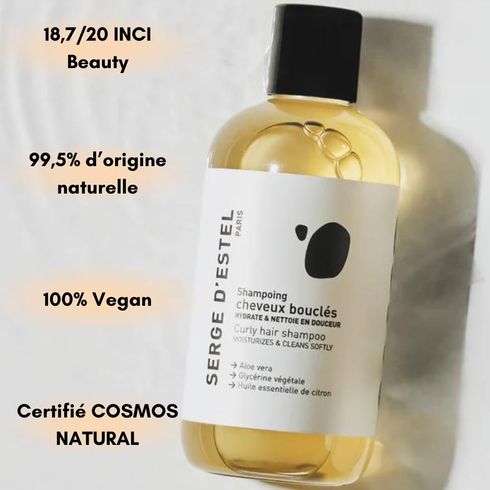 SERGE D'ESTEL PARIS Soin Cheveux Bouclés 550ml, Shampoing Masque Huile Disciplinant Controlant Hydrant les Cheveux Bouclés Formule 100% Vegan Made in Paris,