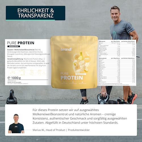 Eiweißpulver Vanille brandl Protein-Pulver ohne Sucralose 1000g