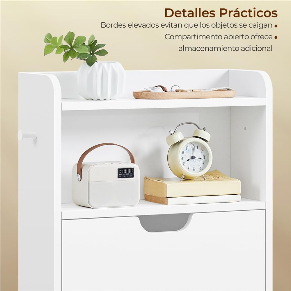 Yaheetech Mueble Zapatero Estrecho con 4 Solapas 100 x 17 x 108.5 cm Blanco | Gran Capacidad con Ganchos y Compartimento Abierto Mecanismo de Apertura Suave para Pasillos Estrechos, Entradas o Vestíbulos