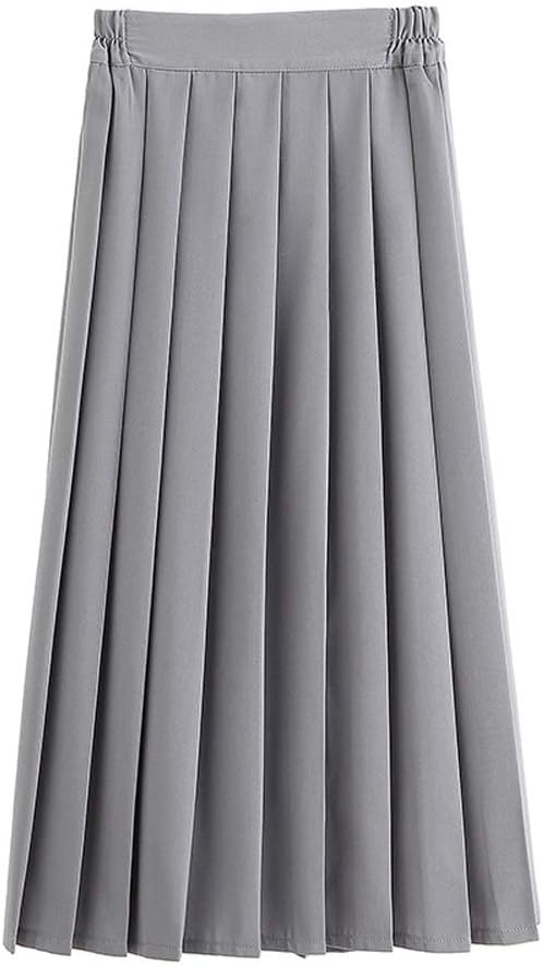 Women/Girls JK Uniform Skirt Elastic Waist Classic Pleated Skirt