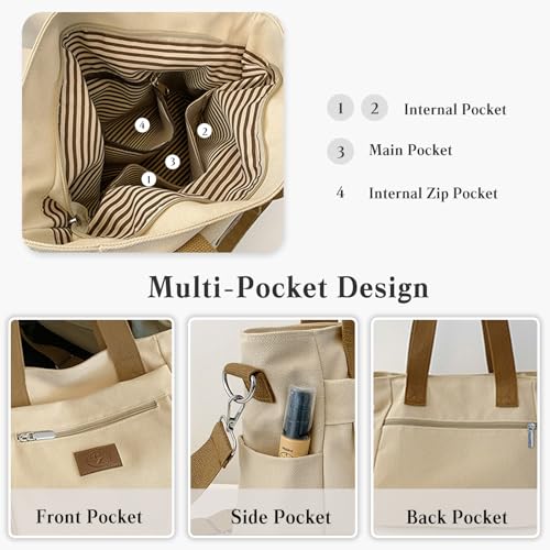 Bolso bandolera grande de lona para mujer miniatura 5