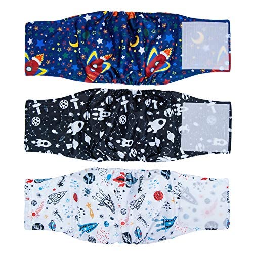 Dono Pañales lavables para perros machos, superabsorbentes para el vientre para perros machos, paquete de 3, pantalones sanitarios para perros pequeños, medianos y grandes (espacio, XL)