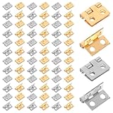 MUCKLILY 100 Stück Kleiner Scharnier Messing mit 4 Löchern Kleine Möbelscharniere für Schmuckkästchen Puppenhaus und Bastelprojekte Stabile Schrankbeschläge für Enge Räume