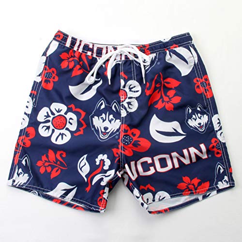 Wes and Willy NCAA Mens Floral Swim Trunks UCONN Huskies Midnight XXL