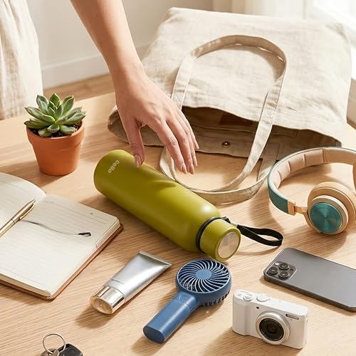 Image of CELLO Duro Kent Gen-X Stainless Steel Flask 720 ml Olive Green | Wide Mouth with Carrying Loop, Leak Proof Double Wall Vacuum Insulated Hot and Cold Flask Water Bottle for Office Gym Biking & Travel