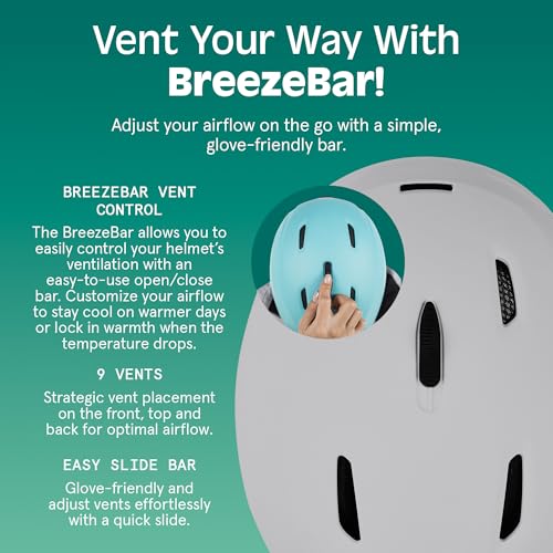 Image of Retrospec Zephyr Ski Helmet - Snowboard Helmet for Adults & Youth with Adjustable Fit, 9 Breathable Vents, Removable Washable Earmuffs - Snow Sports Helmet for Men & Women
