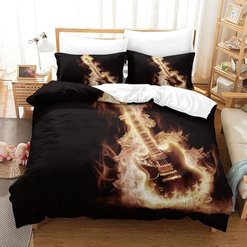 Housse de couette respirante motif flamme de roche en microfibre résistante pour lit double - 3