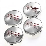 JUNBIE Set of 4 Silver/RED Wheel Center Caps 60mm Rim Emblem Hubcaps Cover Logo fit for OZ (Silver/RED for OZ)