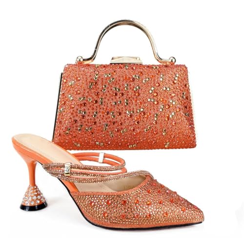 Ensemble chaussures et sac nigérian orange escarpins de mariage chic - 2