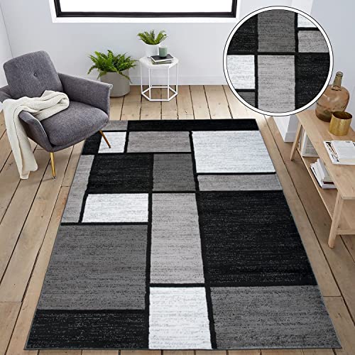 Rugshop Contemporary Modern Boxes Easy Cleaning For Home Office,Living Room,Bedroom,Kitchen Non Shedding Area Rug 9' X 12' Gray #TOP7