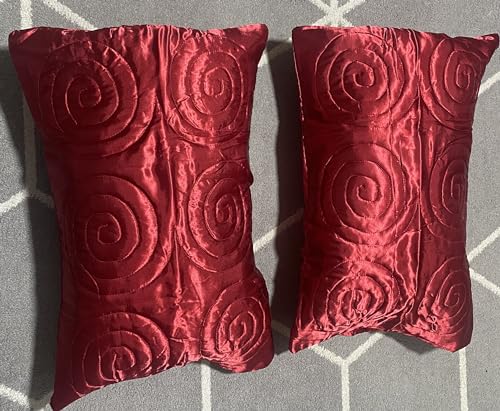 Luxury 1 pair Design Satin Silk Pillowcase For Hair & Skin Pillow Cases Cover Pair UK (Red)