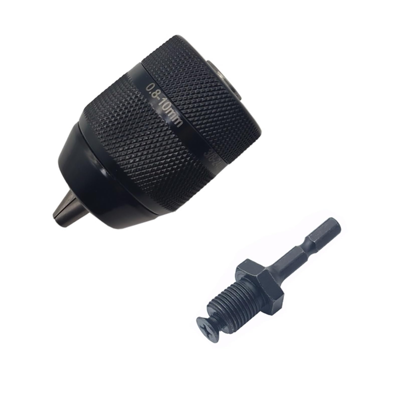 0.8-10mm 3-szczękowy 3/8-24UNF bezkluczowy uchwyt wiertarski szybkozmienny adapter klucza SDS-Plus Shank 1/4 "sześciokątny kwadrat do klucza udarowego (Color : Chuck and Hex Shank)