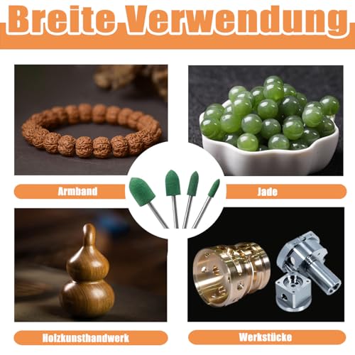 Treki 39 Stück Kleine Schleifen Polierkopf mit 3mm Schaft Multifunktionale Polierspitze Set aus Gummi, Montiert Polierstift zum Schleifen Polieren für Drehwerkzeug Bohrmaschine Zubehörer