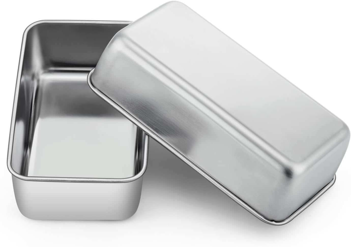 P&P CHEF Loaf Pan Set, 9 x 5 Inch Bread Pans, Stainless Steel Loaf Toast Baking Pans For Bread Meatloaf Lasagna Cake, Healthy & Non Toxic, Oven Safe& Easy Clean, (Silver, 2Pcs)