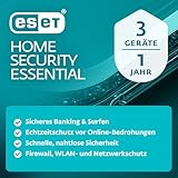 ESET HOME Security Essential 2026 | 3 Geräte | 1 Jahr | inklusive Firewall, Sicheres Banking & Surfen, Mikrofonkontrolle & Webcam-Schutz| Windows, macOS und Android | Aktivierungscode per E-Mail