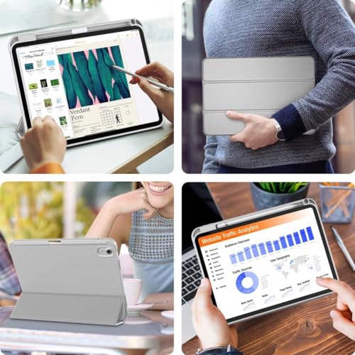 Image of Printme for iPad (A16) 11th Generation Case 11 Inch 2025, for iPad 10th Generation Case 10.9 Inch 2022 with Pencil Holder, Slim Trifold Stand Protective Cover with Soft TPU Back (Dark Grey)