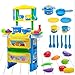 Mopoq Küche Haus Set Geschirr Wasser-Hahn-Ton-und Licht Geschirr Spielzeug-Set Kombination 36x21x56cm Kinder pädagogisches Spielzeug (Color : Blau)