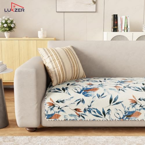 Image of Lukzer 1 Seater Sofa Cover Mat Reversible Quilted Sofa Seat Protector with WaveEdge Ultrasonic Cut - Marble Mesh - Washable Anti-Slip Sofa Throw for Living Room Couch Cover 60 x 85 CM /SC-204-01WE