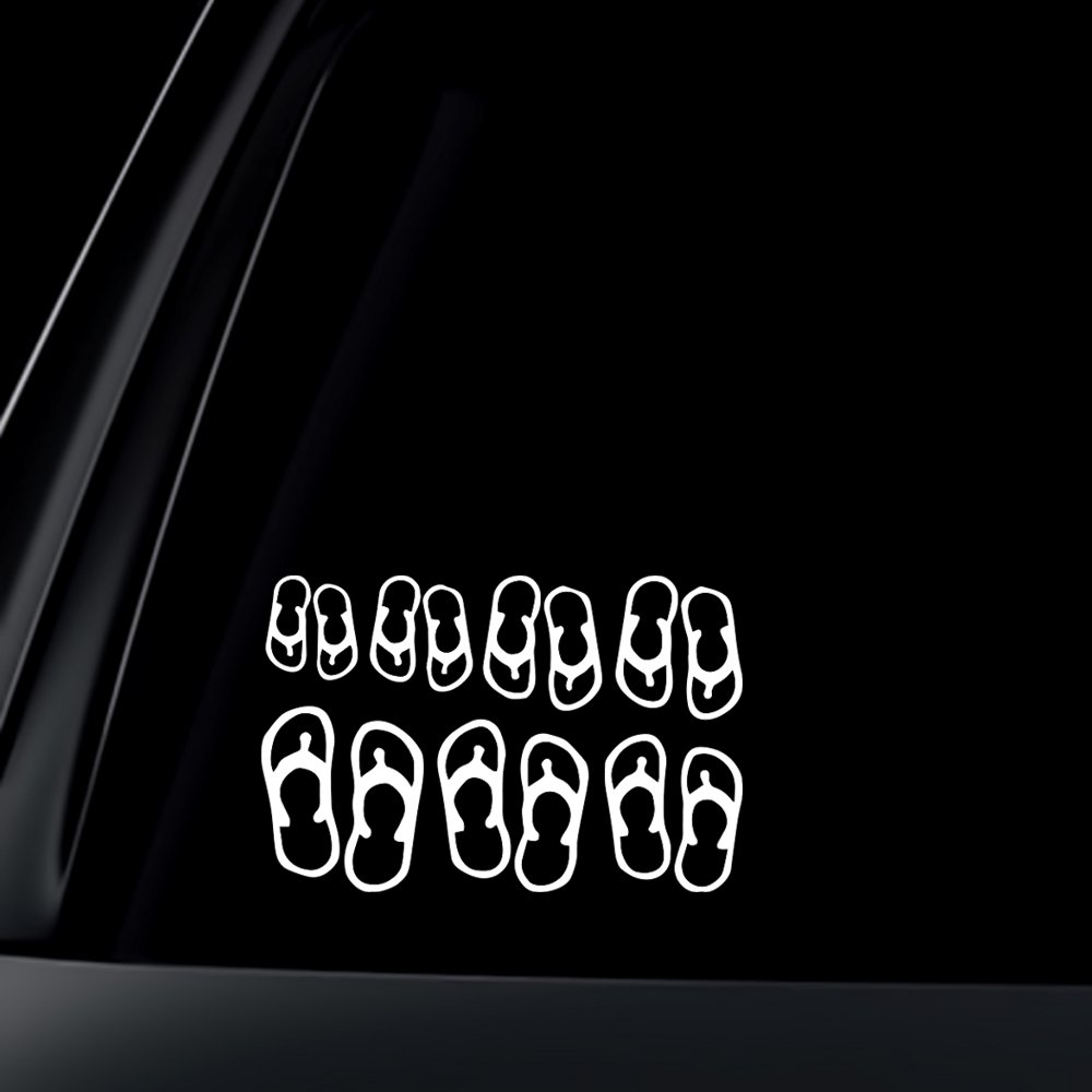 Flip Flop Family Car Decal / Sticker - White