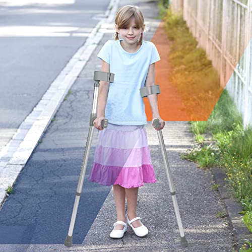 LUCKYERMORE 1 Pair Forearm Crutches,Universal Crutches with Adjustable Height and Turning Arm Cuffs,Aluminum Non-Slip Crutches for Elderly,Kids and Handicapped