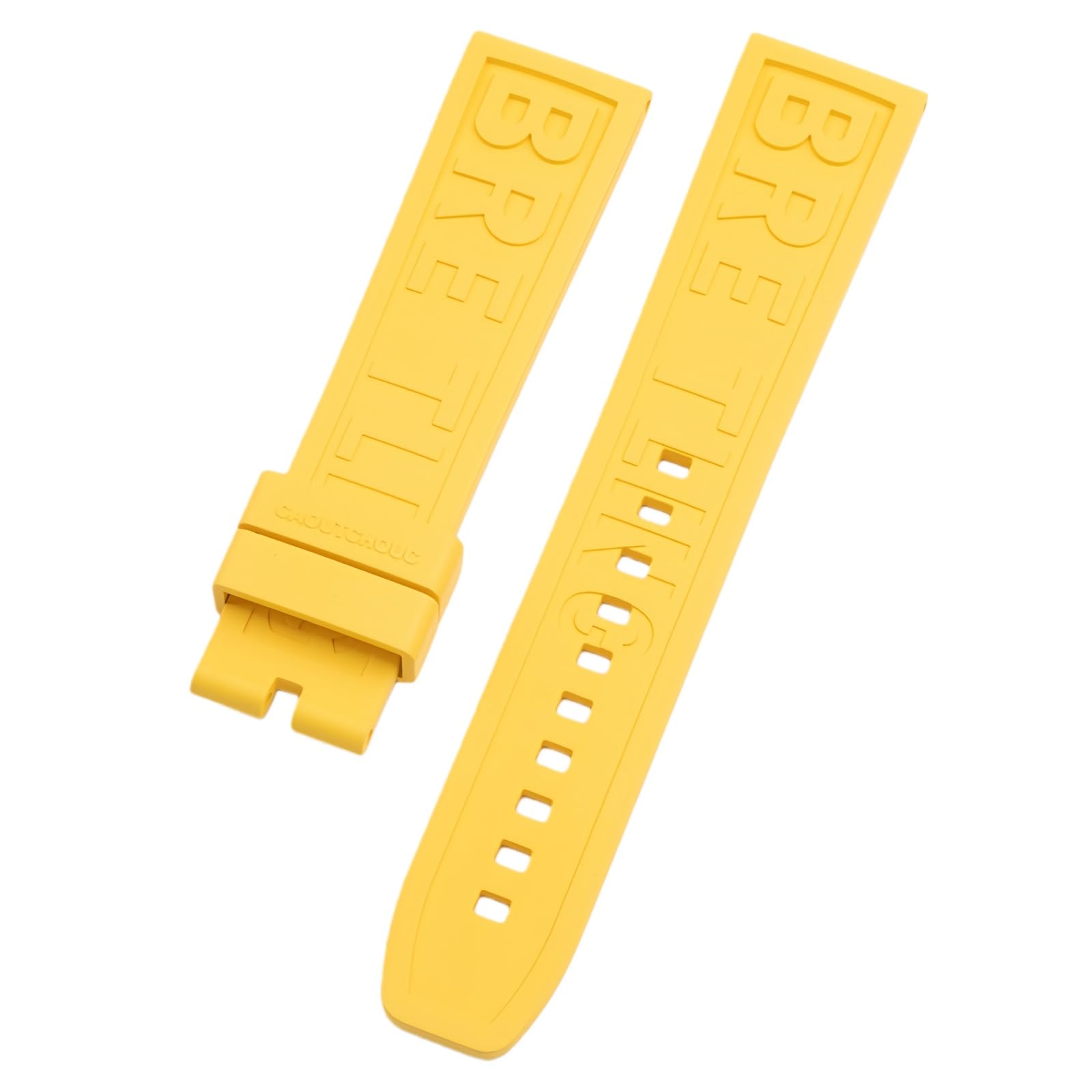 ROUHO Flexible Rubber Watch Strap Replacement Sweatproof Watch Band for Breitling Superocean Blackbird-Yellow 20mm โ image 1