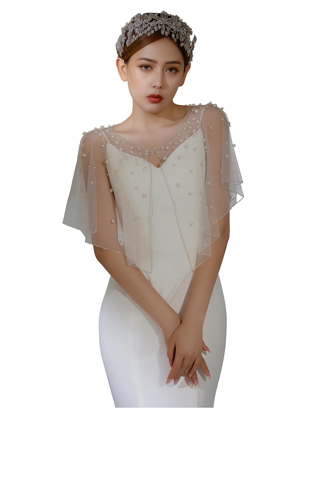 Pearls Wedding Capes Shawl Wrap Shrug Bridal Dress Jackets Flapper Bolero Cover Up