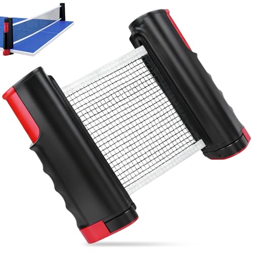 Aurobest 10-175cm Red Ping Pong Retráctil, Repuesto Tenis Mesa Portátil, Soporte Tenis Mesa Extensible, Redes Ping Pong Telescópica para Mesas Familia, Oficina, Interiores, Exteriores (Negro)