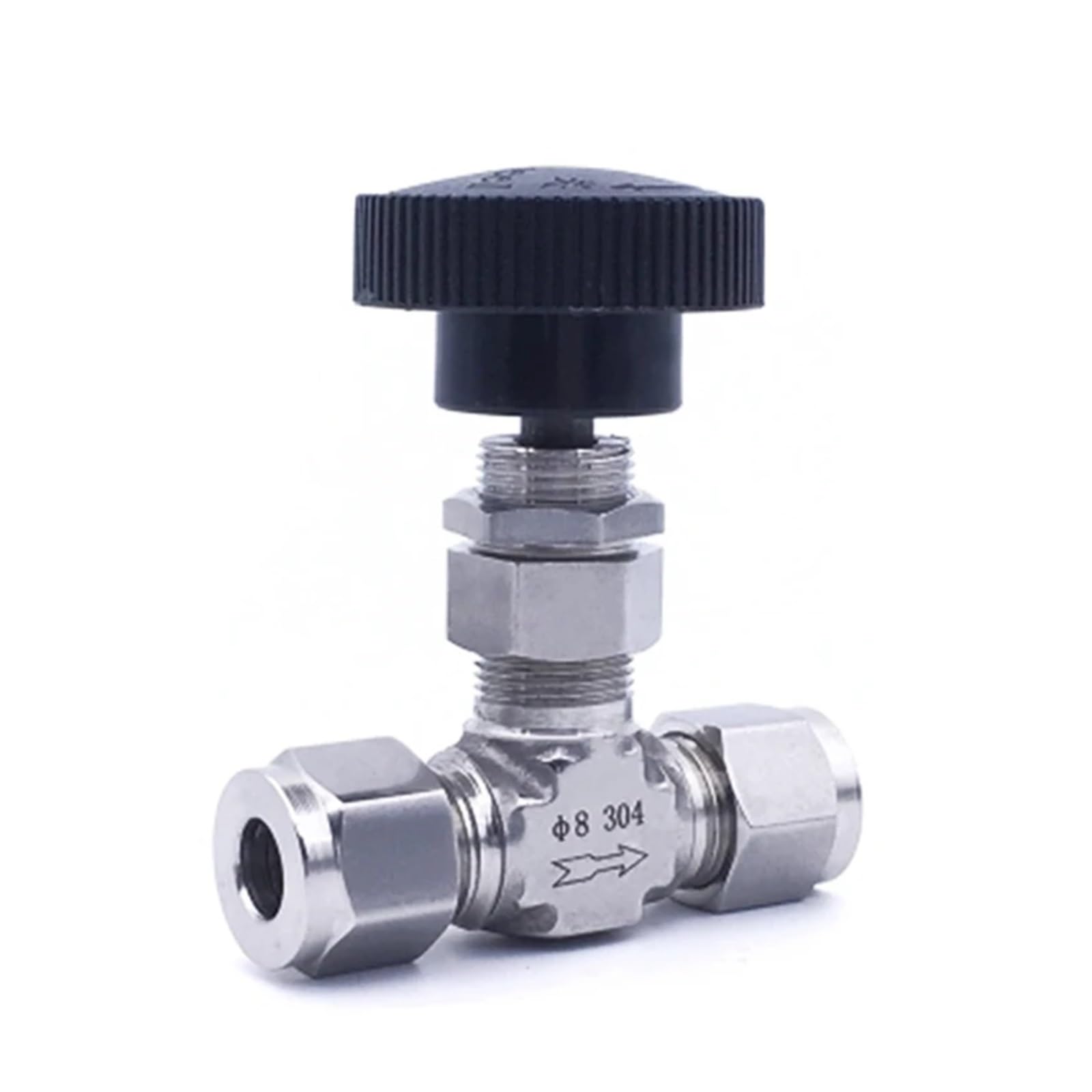 1/8 ''1/4'' 3/8 "1/2" SS304 tipo funda de tarjeta válvula de aguja ajustable for Control de aceite de Gas de agua OD 3 6 8 10 12 mm tubo recto(OD 12mm)
