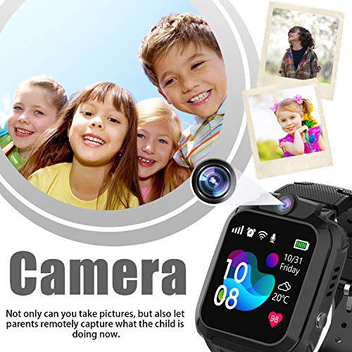 Smart Watch for Kids GPS LBS Tracker Phone, IP67 Waterproof Smartwatch Phone SOS Alarm Clock Camera Touch Screen Voice Chat Games Sports Smartwatch for 3-12 Year Old Boys Girls Birthday Gift