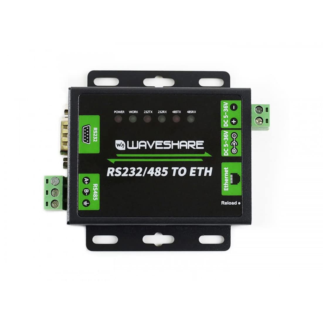 Waveshare - Convertidor RS485 a Ethernet Industrial RS232/RS485 a RJ45, Puertos Serie duales, transmisión de Datos Transparente bidireccional