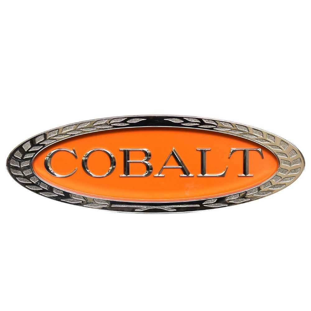 Cobalt Boat Logo Emblem 453133 | W/Wreath Silver/Orange Aluminum