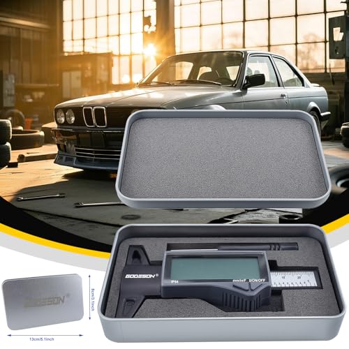 Image of GODESON Digital Tire Tread Depth Gauge - IP54 Waterproof, 2.5 inch LCD Screen, 3 Modes (Fraction /Inch /MM), 1 inch Range, Auto-Off, Tire Wear Measure Gauge Tool 32nds for Car, Truck & SUV Tires