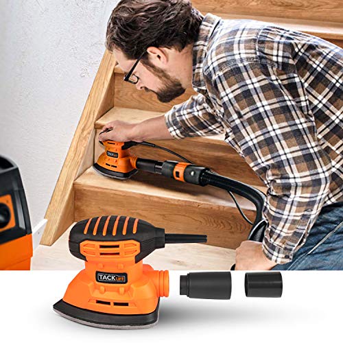 TACKLIFE Classic Mouse Detail Sander with 12Pcs Sandpapers, 12,000 OPM Sander, Efficient Dust Collection System For Tight Spaces Sanding in Home Decoration, DIY - PMS01A