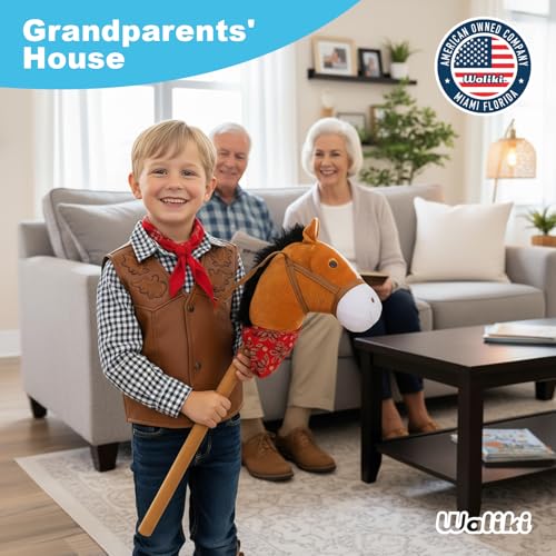 WALIKI Stick Horse Toy for Boys and Girls | Fun Cowboy & Cowgirl Pretend Play | Cool Toys for Kids Ages 3 4 5 6 | Birthday Gift for Active Toddlers (Brown) - Image 6