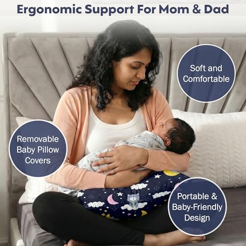 Image of a baby cherry Feeding Pillow for New Born Baby, Breastfeeding Pillow, Nursing Pillow, Baby Feeding & Support Pillow, Soft Cotton with Washable Cover, 32x21 cm
