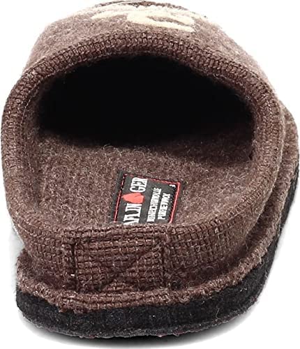 Haflinger Women's Doggy Applique Wool Slippers – Cozy Boiled Wool House Slippers With Arch Support