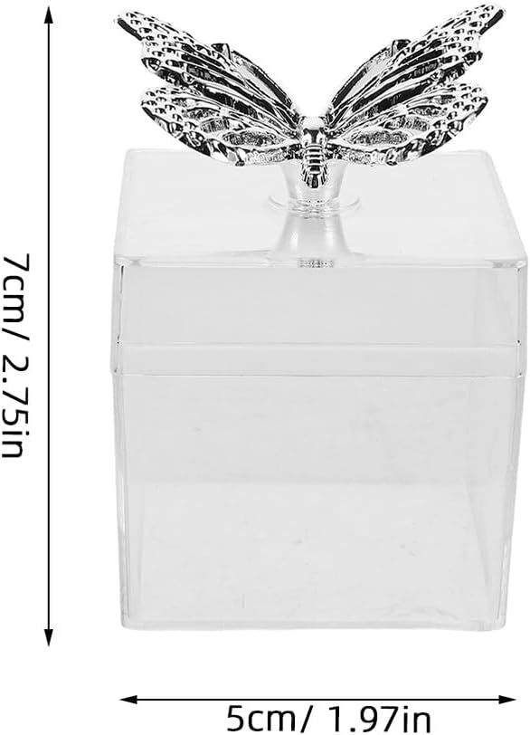 SOLUSTRE 12pcs Plastic Butterfly Treat Boxes with Electroplated Silver Lids, Small Candy Containers 5x7cm for Wedding Favors Shower Party Supplies